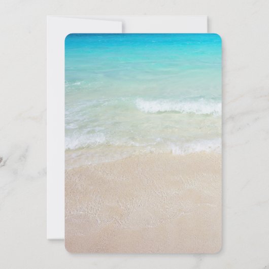 Strand Scène Bruiloft Uitnodiging Sjabloon (Achterkant)