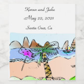 Strand Scène Bruiloft Wijn Label Wijn Etiket (Enkel label)