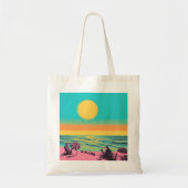 Strand scene canvas tas, retro canvas tas. tote bag (Voorkant)