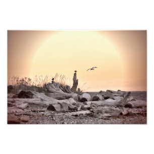 strand scène foto afdruk