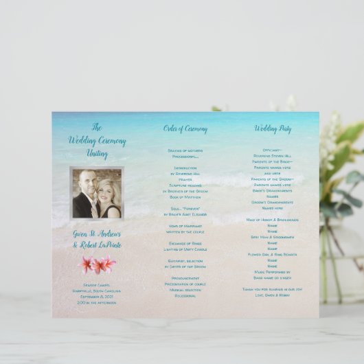 Strand Scène Foto Gevouwen Ceremonie Programma (Staand voorkant)