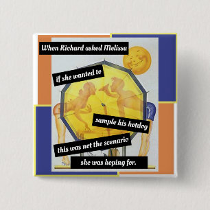 strand scene, koppel achter de paraplu, grappig vierkante button 5,1 cm