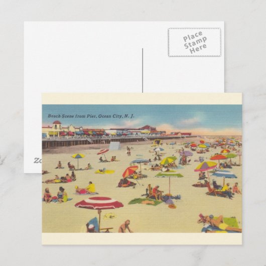 strand Scene Ocean City NJ Briefkaart (Voorkant / Achterkant)