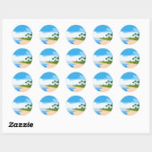 Strand scene ronde sticker (Vel)