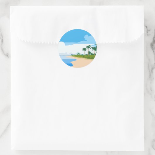 Strand scene ronde sticker (Tas)
