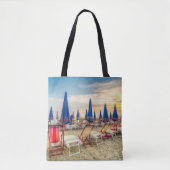 Strand Scene Stoelen en Paraplu's Canvas tas (Voorkant)