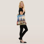 Strand Scene Stoelen en Paraplu's Canvas tas (Op model)