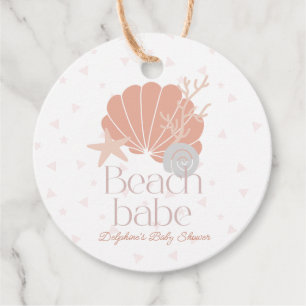 Strand Schat Roze Schelp Meisje Baby Shower Bedankjes Labels