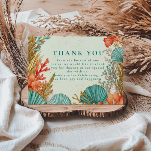 Strand Schelp Botanische Trouw Bedankkaart