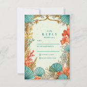 Strand Schelp Botanische Trouw RSVP Kaartje (Voorkant)