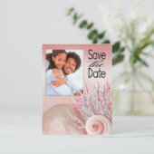 Strand Schelp Droom Datum pink Save The Date (Staand voorkant)