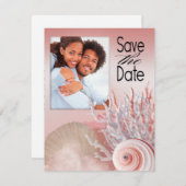 Strand Schelp Droom Datum pink Save The Date (Voorkant / Achterkant)