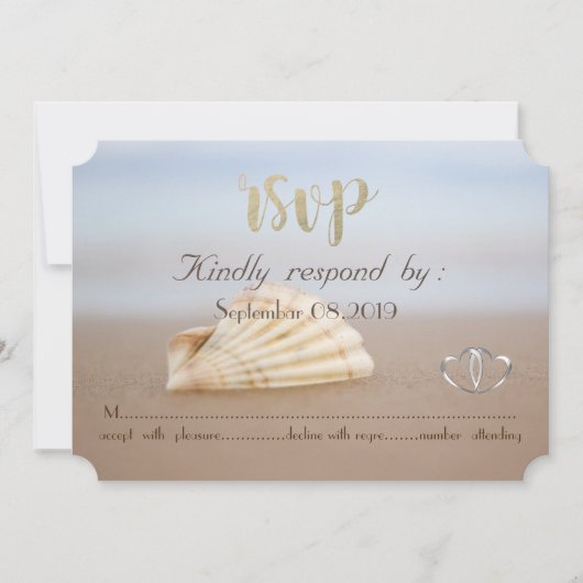 Strand Schelp, Harten RSVP Kaart (Voorkant)