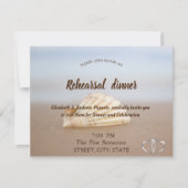 Strand Schelp, Harten Trouw Rehearsal Diner Kaart (Voorkant)