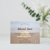 Strand Schelp, Harten Trouw Rehearsal Diner Kaart (Staand voorkant)