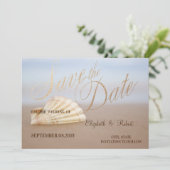 Strand Schelp, Hartjes Bewaar de Datum Save The Date (Staand voorkant)