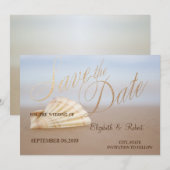 Strand Schelp, Hartjes Bewaar de Datum Save The Date (Voorkant / Achterkant)