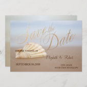 Strand Schelp, Hartjes  Save The Date (Voorkant / Achterkant)