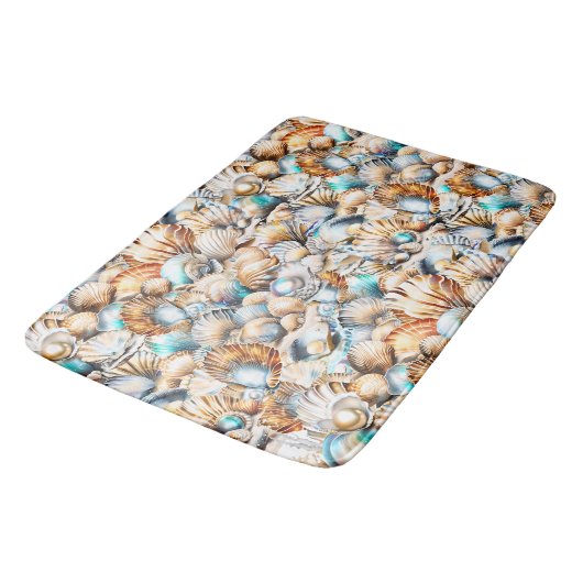 Strand schelp iriserende patroon shell collage badmat (Gekanteld)