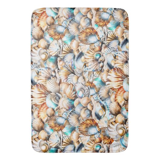 Strand schelp iriserende patroon shell collage badmat (Voorkant Verticaal)