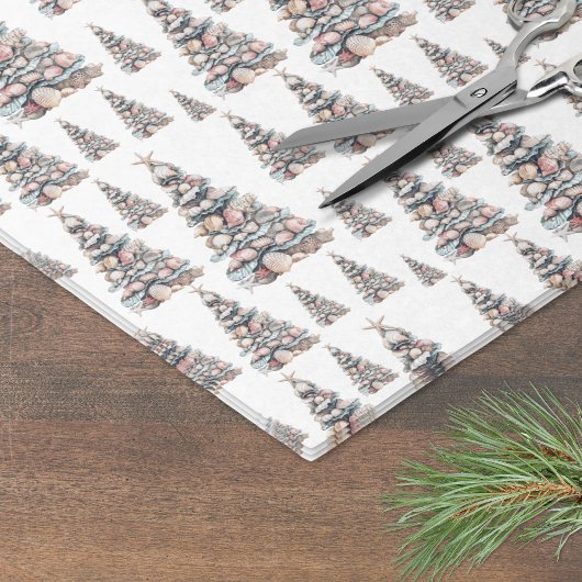 Strand Schelp Kerstboom Patroon Tissuepapier