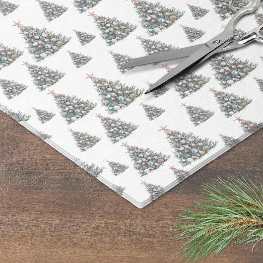 Strand Schelp Kerstboom Patroon Tissuepapier