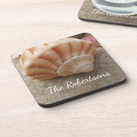 Strand Schelp Kust Familie Naam Bier Onderzetter (Linkerzijde)