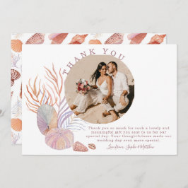 Strand Schelpen Aquarel Kust Foto Bruiloft Bedankkaart