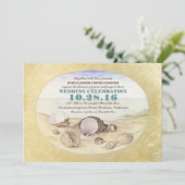  strand schelpen bruiloft uitnodiging (Staand voorkant)