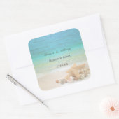 Strand Schelpen Bruiloft Vierkante Sticker (Envelop)