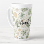 Strand Schelpen Groene Palmboom Bladeren Latte Mok (Linkerhoek)