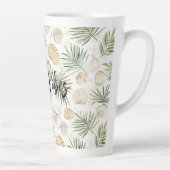 Strand Schelpen Groene Palmboom Bladeren Latte Mok (Rechts)
