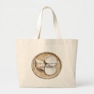Strand Schelpen Hart Grote Tote Bag