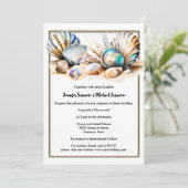 Strand schelpen iriserende elegante nautische them kaart (Staand voorkant)