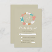 strand schelpen krans bruiloft RSVP kaarten (Voorkant / Achterkant)