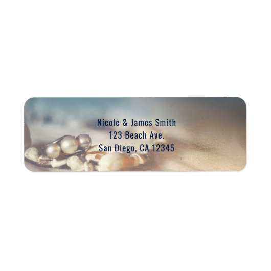 Strand Schelpen & Parel Sieraden Elegante Bruidsdo Etiket (Voorkant)