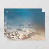Strand Schelpen & Parel Sieraden Elegante Save the Aankondigingskaart (Voorkant / Achterkant)