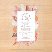 Strand Schelpen Waterverf Kust Chic Bruiloft Acryl Uitnodigingen (Voorkant)