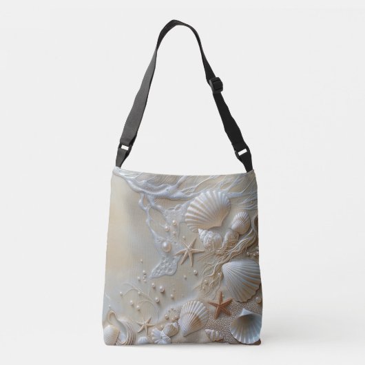 Strand schelpen Witte Parels Zeester Crossbody Tas (Achterkant)