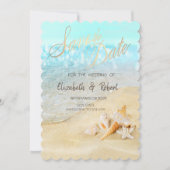 Strand Schelpen Zand Bewaar de datum Save The Date (Voorkant)