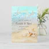 Strand Schelpen Zand Bewaar de datum Save The Date (Staand voorkant)