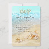 Strand Schelpen Zand Bruiloft RSVP Kaart (Voorkant)