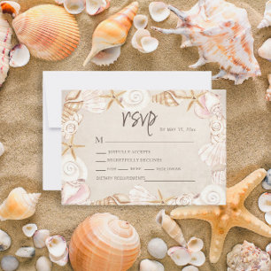 Strand Schelpen Zand Bruiloft RSVP Kaartje