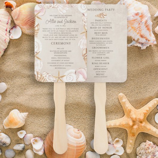 Strand Schelpen Zand Trouwprogramma Bruidsfeest Handwaaier