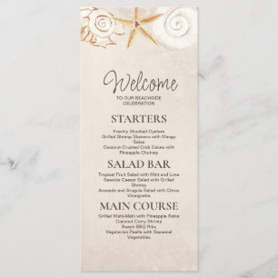 Strand Schelpen Zand Zeekant Trouwreceptie Menu