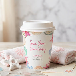 Strand Schelpen Zeer binnenkort Baby Shower Papieren Bekers