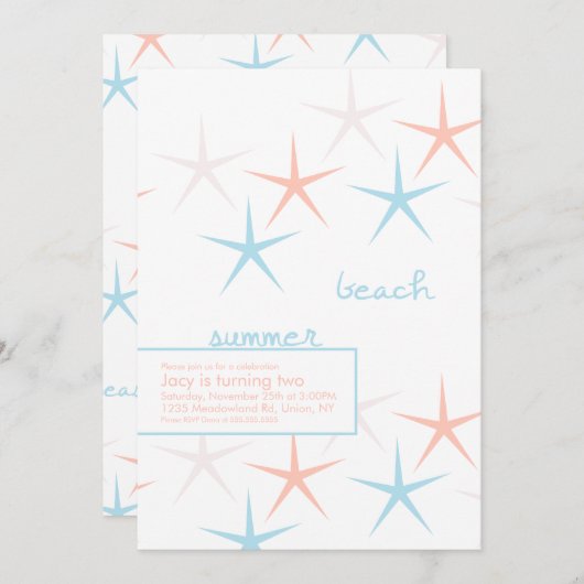 Strand Schelpen Zomer Feest Uitnodiging (Voorkant / Achterkant)