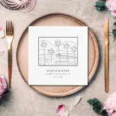 Strand schets bruiloft papier cocktail servet