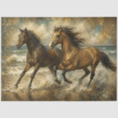 Strand Schilderij met Dravende Paarden Tissuepapier (Voorkant)