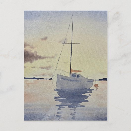 Strand schilderij met een boot Aquarel Briefkaart (Voorkant)